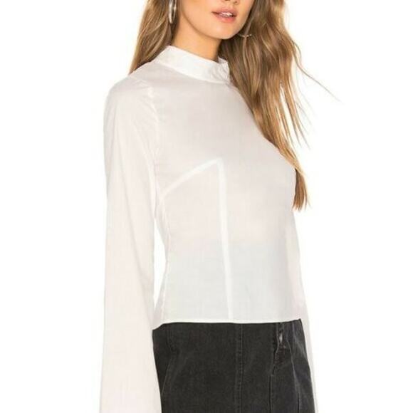 Tularosa Keep it Simple White Bell Sleeve Mock Neck Blouse Small NWT MRSP $118 - Picture 1 of 9